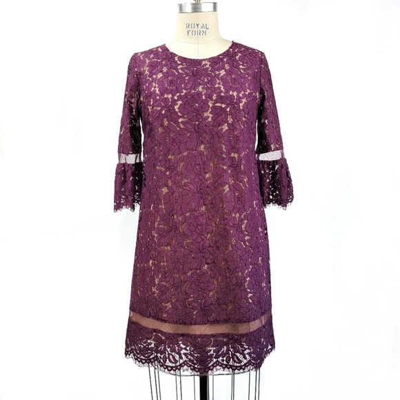 BCBGMaxAzria Plum Lace Dress Size Small - Picture 1 of 16